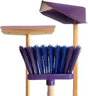 Kit Limpeza Infantil 3 Peças com Vassourinha, Pazinha e Rodinho – Brinquedo Educativo Faz de Conta para Crianças, Estimula Coordenação Motora, Cores Variadas