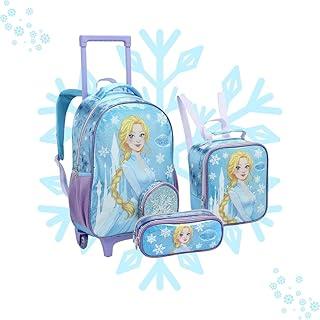 Kit Mochila Infantil Com Rodinha Menina Sereia Princesa Escolar Lancheira e Estojo Bolso Frontal (Princesa)
