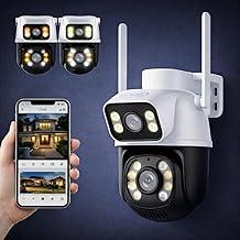 Câmera de Segurança WiFi Externa HD 3MP, IP Sem Fio com Visão Noturna Infravermelha, Dupla Lente Grande Angular, À Prova D'Água IP66, Detecção de Movimento e Áudio Bidirecional