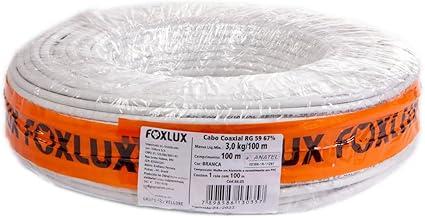 Cabo Coaxial Foxlux RG 59 75 Ohms 67% 100 Metros para TV e CFTV