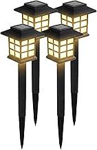 Kit 4 Luminária Solar de Jardim para Área Externa IP65 À Prova D'água - Balizador LED Decorativo para Gramado, Caminho - Branco Quente (Luz Amarela)