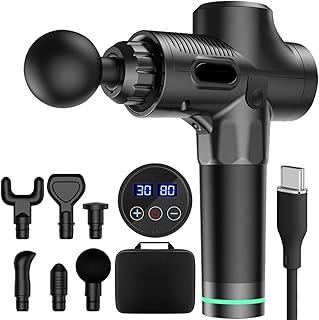 Massageador Elétrico Corporal GODREAM, Pistola de Massagem Portátil com 6 Ponteiras e 30 Velocidades, Recarregável