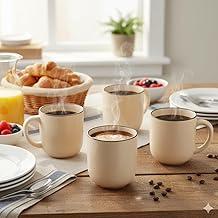 Conjunto 4 Canecas Café Chá Cerâmica Denny Collection 440ml Terracota