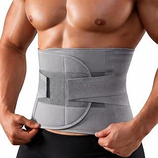 Cinta Modeladora Masculina Abdominal Dupla Compressão, Suporte Lombar, Cinza, Ajustável, para Dores nas Costas e Hérnia de Disco