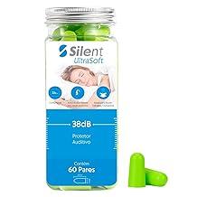 Protetor Auricular Silent Ultra 60 Pares 38dB mais alto NRR, Protetor de ouvido confortáveis para dormir, viajar, concertos, estudar, ruído alto, trabalhar (Verde)