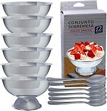 Kit Taças e Colheres para Sobremesa Sorvete em Inox - 12 Pçs