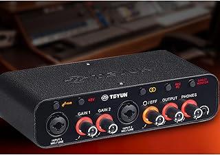 TEYUN Interface de audio,placa de som profissional de canal USB 2.0 DC 5V de alta velocidade, função de monitor para gravação musical/Guitarra/computador/celular/reverberação, iluminação teyun Q26
