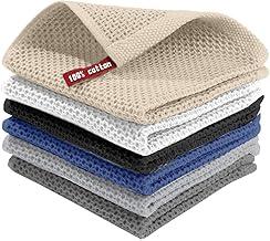 Pano Limpeza,Pano de Pia de Cozinha,Lenços Umedecidos de Algodão Supermacios, Absorventes e de Secagem Rápida, Embalagem com 6 Unidades, para Casa e Cozinha (6 Cores misturadas)