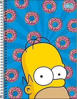 Tilibra - Caderno Espiral Capa Dura Universitário 10 Matérias Simpsons 160 Folhas - Homer - Fundo Azul