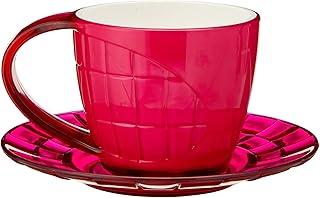 Xícara 80ml com Pires, Rosa Transparente, Crippa