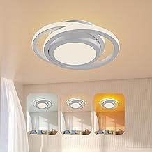 Luminária de Teto 32cm Bivolt 28W Led Lustre Redonda, Plafon com Luz Tricolor Regulável para Quarto, Sala, e Cozinha Branco