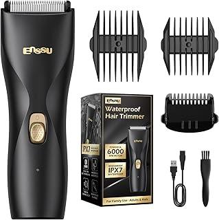 ENSSU Aparador de Pelos Corporais para Homens Profissional - Lâmina de Cerâmica, 6000 RPM, Bateria de 60 Min, IPX7, USB, 3 Pentes Inclusos