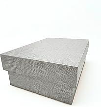 Caixa Organizadora Retangular em MDF com Tampa, Cinza, 30x20x12 cm