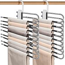 2 Peças Cabides para Roupas Multifuncional de Aço Inoxidável 9 Camadas Gancho de Roupas e Calças Antiderrapante Dobrável Cabide Economizador de Espaço Saia e Calças Rack de Armazenamento
