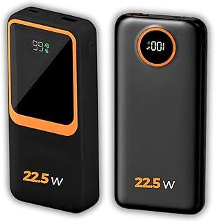 Carregador Portátil (Power Bank) 20000Mah Turbo 22.5w Carregamento Ultra Rápido PD Visor Led com 2 Saídas Compatível com Android e IOS (Preto)