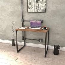 Trevalla, Kuadra, Mesa para Escritório Office Estilo Industrial, 0,90m, Nogal/Est.Preta