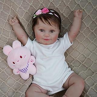 Bebê Reborn Silicone Boneca Menina Realista Olhos Castanhos 48cm Pode Tomar Banho