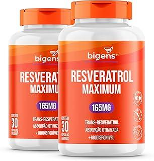 Resveratrol Maximum 165mg, Absorção, Biogens, Kit 2x 30 cápsulas
