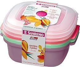 Sanremo - Conjunto com 3 Potes Plásticos Herméticos, Linha Vac Freezer