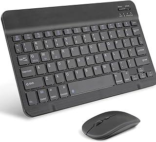 Teclado E Mouse Sem Fio Para Tablet Bluetooth Portátil Recarregável Ultrafino Kit (Preto)