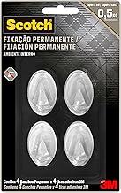 Scotch, 3M, Gancho Adesivo, Fixação Permanente, Sem Furos, Transparente, 4 unidades