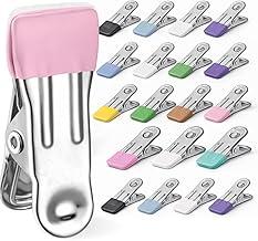 Kit Prendedores Multiuso 10 Peças em Metal com Ponta de Silicone para Fechar Pacotes de Alimentos Vedação Segura para Cozinha 5,5cm