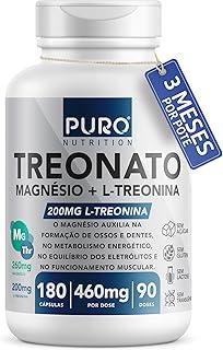 Treonato Puro Nutrition Magnésio + L-Treonina, Alto Teor de Magnésio por Porção, 180 Cápsula
