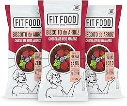 Kit Biscoito de Arroz com Chocolate Meio Amargo Fit Food 60g c/3 pacotes – Snack Leve, Crocante e Sabor Intenso