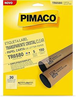 Etiqueta Pimaco Transparente cristal, Carta, TR6580 66,7mmx25,4mm,envelope c/ 5 fls-150 etiquetas.