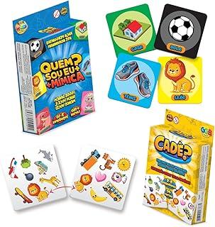 Kit Jogo Crianças Educativo 2 em 1 Cadê e Quem sou eu Mímica Aprendizagem Infantil 3 Anos Brinquedo Pedagógico Diversão Familia Sem Telas