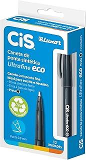 Caneta Hidrográfica Ultrafine Eco 0.8mm, CIS, 33.1704, Preta, Caixa c/12 unidades