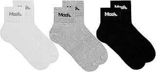 Kit 3 Pares Meia Cano Médio Curto Esportiva Academia Masculina Mash