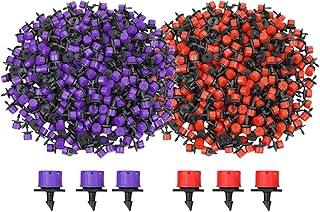 Kit 500 Bicos Gotejadores para Irrigação, Fluxo 360° Ajustável, Para Mangueiras 4mm, Gotejamento, Hortas, Jardim, Vasos, Mangueira Gotejadora, Vermelho e Roxo