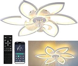 Soquete de Luz do Ventilador Ventiladores de Teto com Luzes e Controle Remoto, Ventilador de Teto de LED Regulável com Luzes, 3 Cores 3000K-6000K (30" 6 pétalas de flores)