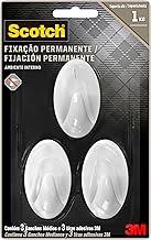 Scotch, 3M, Gancho Adesivo, Fixação Permanente, Sem Furos, Branco, 3 unidades