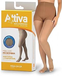 Meia de Compressão Feminina Meia Calça Alta Compressão 20 - 30 Sem Ponteira Natural ATTIVA