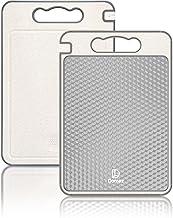 DOMEZ Tábua de Corte Inox para Cozinha Dupla Face Aço Inoxidável e PP, Superfície Higiênica para Carnes e Vegetais, Afiador Integrado, Canaletas Antirrespingo, Base Antiderrapante e Alça Ergonômica