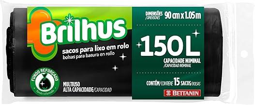 Brilhus - Saco para Lixo Rolo com 15 Sacos de 150 Litros, Cor Preta, Bettanin