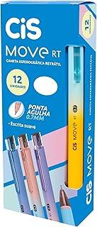 Caneta Esferográfica Retrátil CIS Move RT 0.7mm, Azul Claro, Caixa com 12 unidades