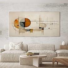 Quadro Decorativo para Sala Quarto Hall 130x70 Abstrato Bege Formas Geometricas Horizontal Grande Decoração Parede Tela