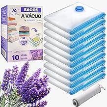 Kit 10 Sacos a Vácuo com Aroma Lavanda 50x60cm + Bomba | Sacos a Vacuo para Mala, Organizador de Mala, Saco a Vacuo para Viagem e Guarda-Roupa