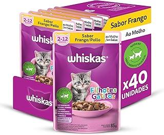 Pack Ração Úmida Whiskas Sachê Frango ao Molho para Gatos Filhotes 85 g - 40 unidades