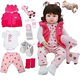 Boneca Bebê Reborn Menina Silicone Pode dar Banho Criança Presente Original 48cm Girafinha Boneca