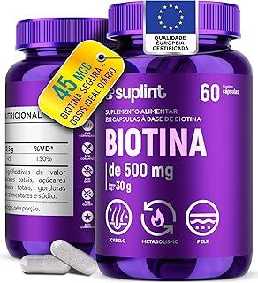Biotina 45 mcg – Suplemento Vitamínico em Cápsulas Veganas para Cabelo | Sem Glúten e Sem OGM – 60 Cápsulas