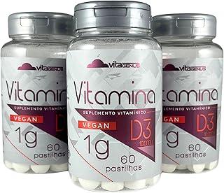 Kit 3 Vitamina D3 10.000UI 60 comprimidos 3 unidades Vegan Sem Lactose Sem Glúten VitaGenus