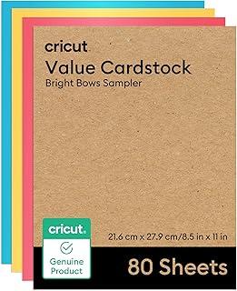 Cricut Value Cartolina, Kit de Cores com 80 folhas, Tamanho Carta (22 x 28 cm) - Brilhantes