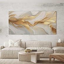 Quadro Decorativo para Sala Quarto Hall 100x50 Abstrato Dourado Luxo Horizontal Grande Decoração Parede Tela