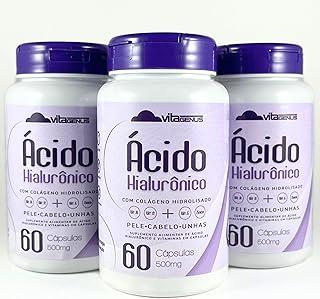 Kit 3x Ácido Hialurônico Colágeno Hidrolisado 60 Cápsulas Suplemento em Cápsulas VitaGenus